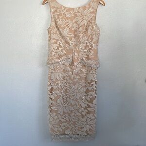 NWOT | Eva Franco Ivory Lace Embroidery Nude Sleeveless Sheath‎ Dress Size 6